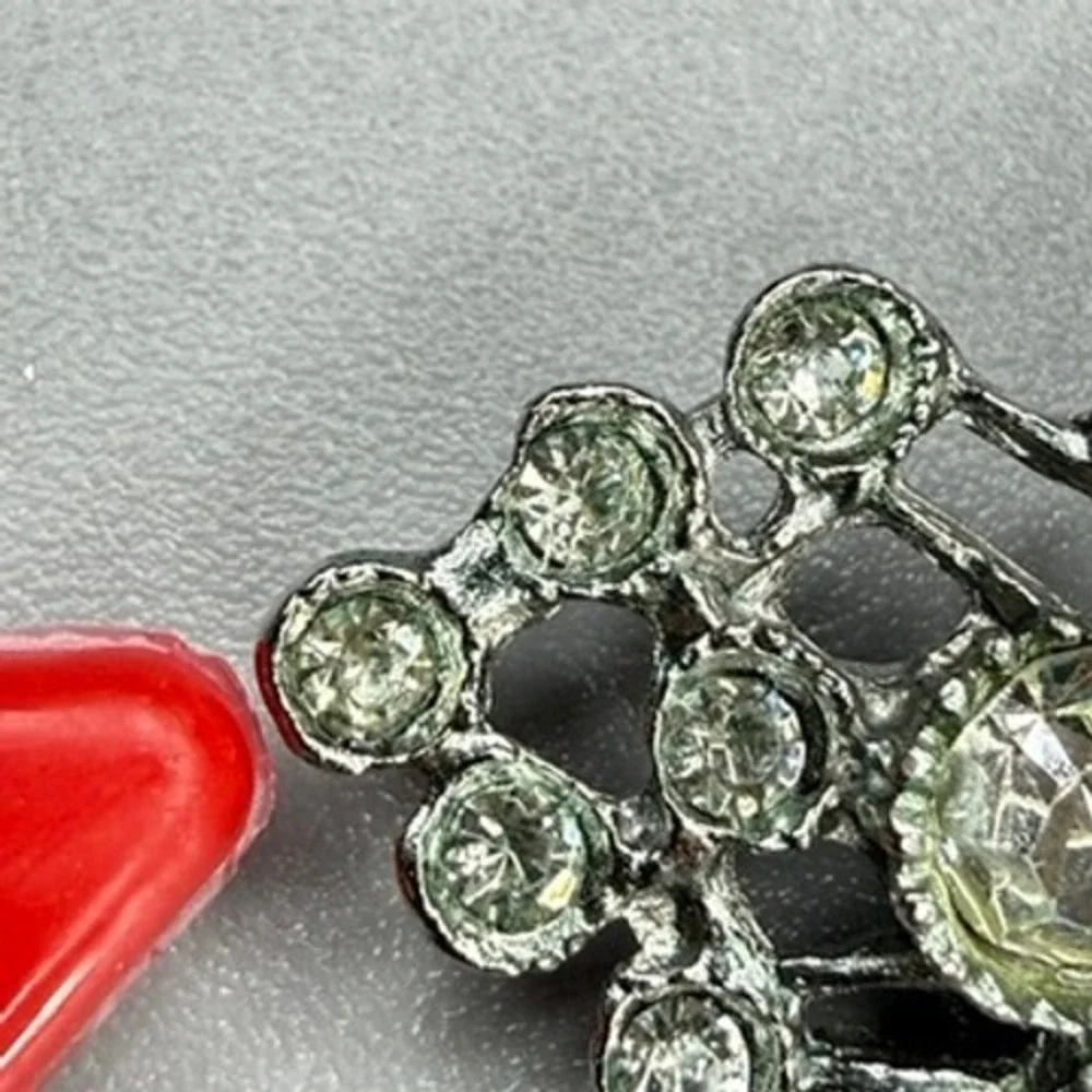 Vintage Art Deco Pot Metal Rhinestone Brooch Pave 2.5